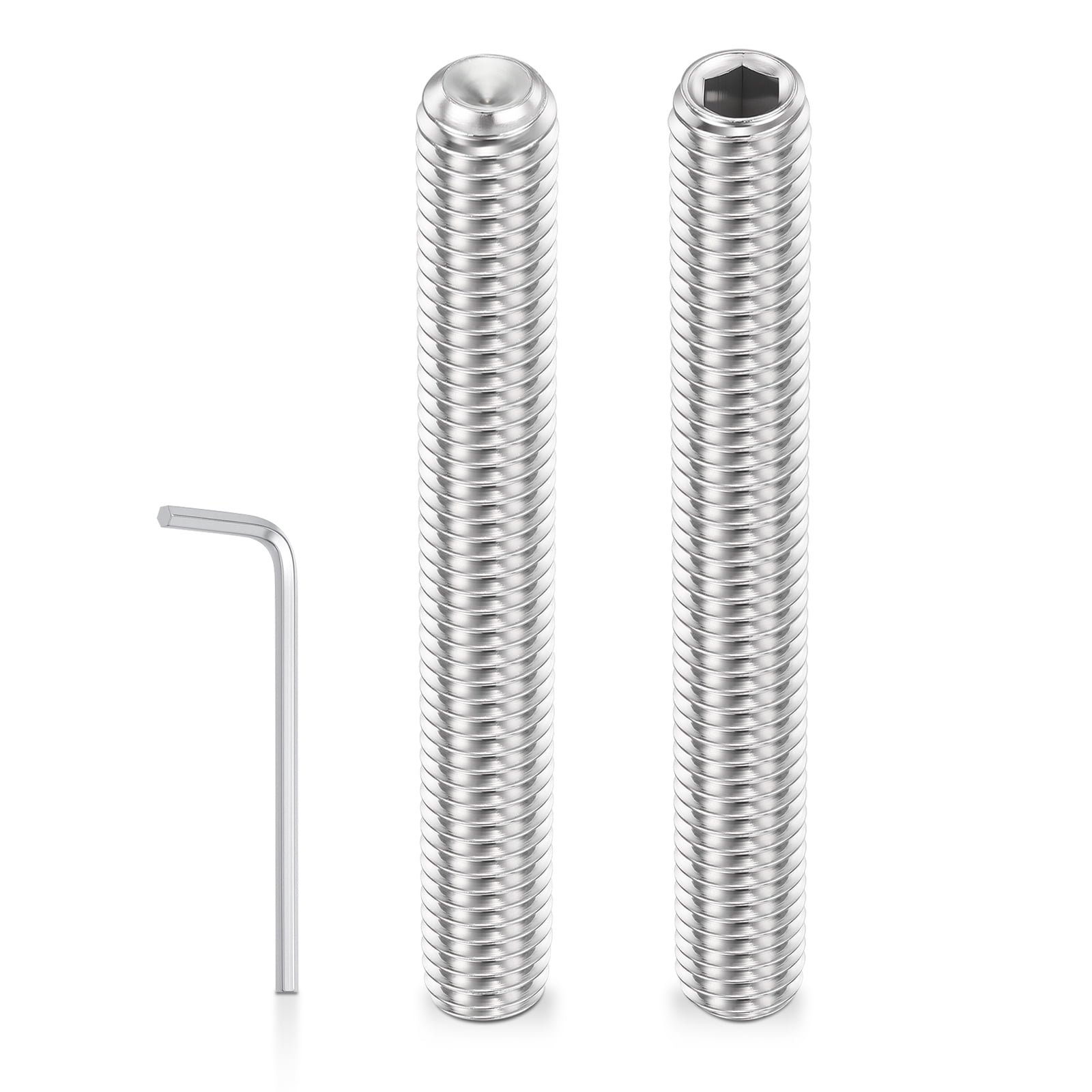 Uxcell 50pcs Cup Point Hex Socket Set Screws - [M5-0.8x50mm] 18-8 Stainless Steel Headless Allen Head Grub Set Screw with Hex Key Wrench for Door Handles, Bathroom Fixture & Towel Rack