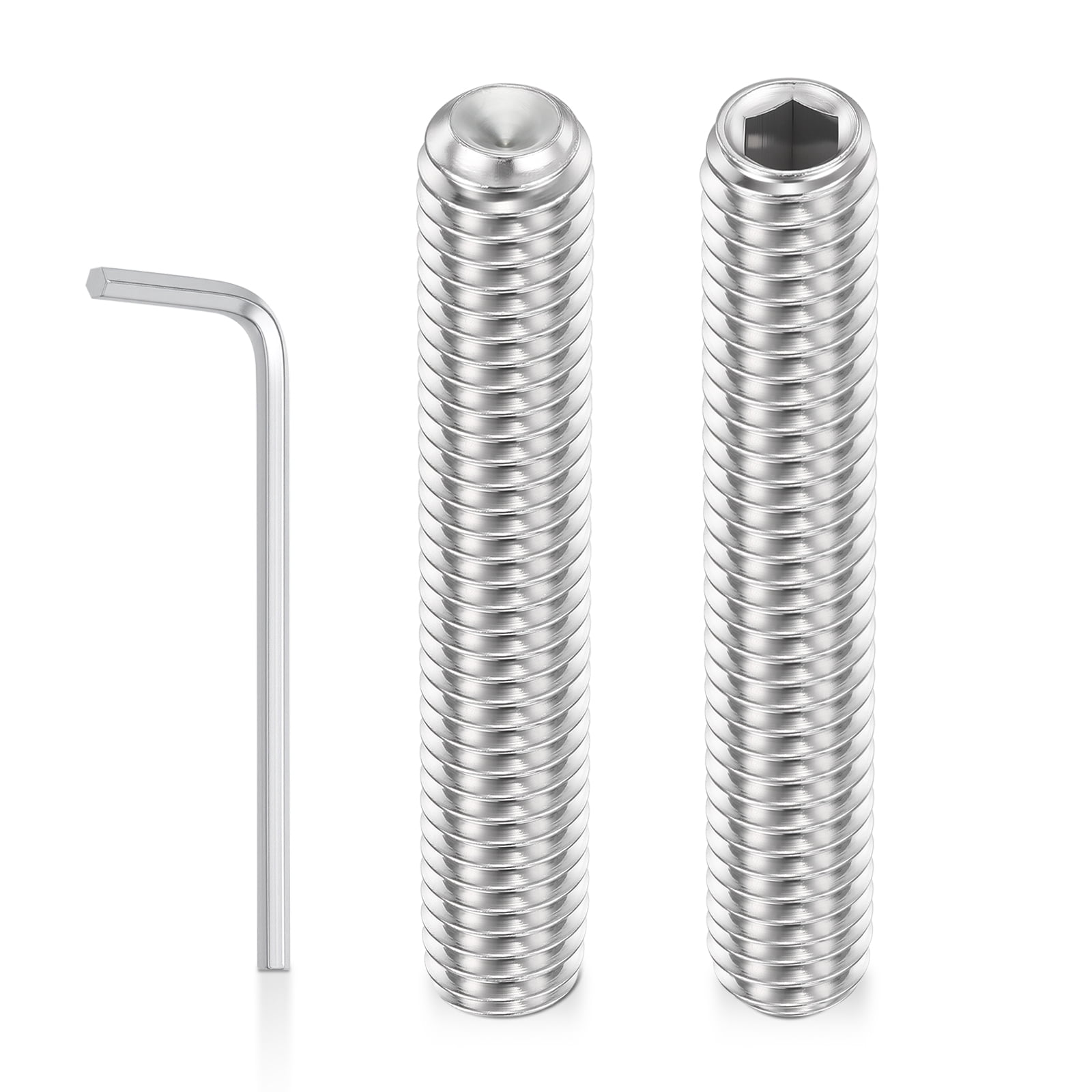 Uxcell 50pcs Cup Point Hex Socket Set Screws - [M6-1x35mm] 18-8 Stainless Steel Headless Allen Head Grub Set Screw with Hex Key Wrench for Door Handles, Bathroom Fixture & Towel Rack