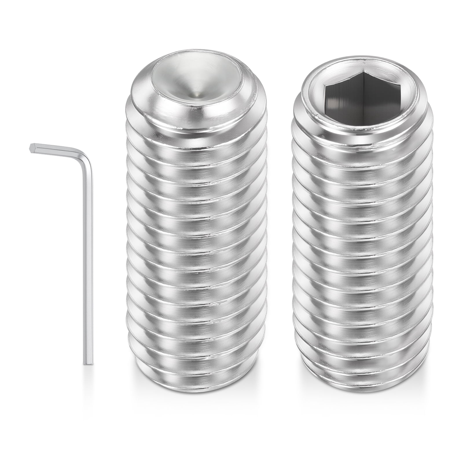Uxcell 50pcs Cup Point Hex Socket Set Screws - [M8-1.25x20mm] 18-8 Stainless Steel Headless Allen Head Grub Set Screw with Hex Key Wrench for Door Handles, Bathroom Fixture & Towel Rack