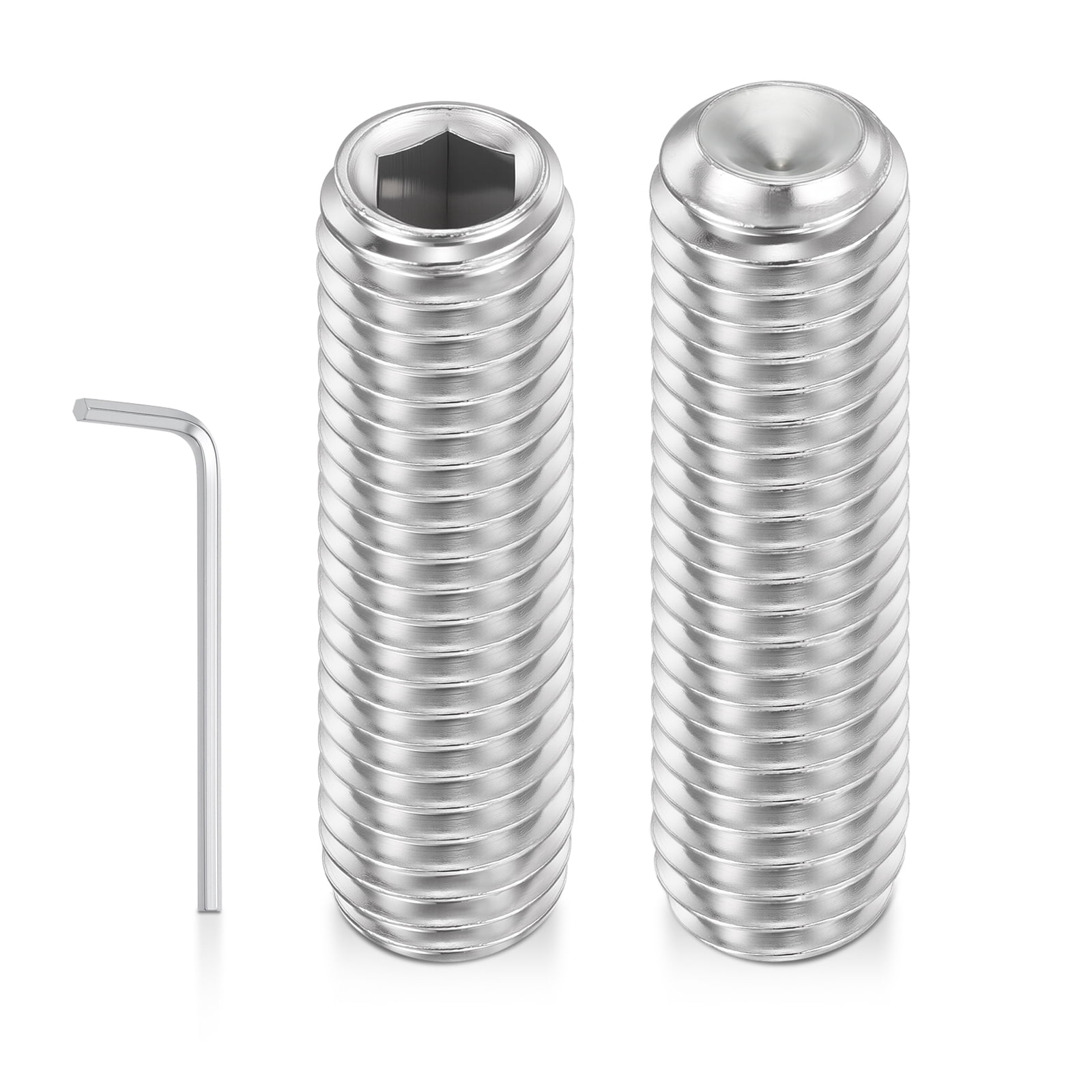 Uxcell 50pcs Cup Point Hex Socket Set Screws - [M8-1.25x30mm] 18-8 Stainless Steel Headless Allen Head Grub Set Screw with Hex Key Wrench for Door Handles, Bathroom Fixture & Towel Rack