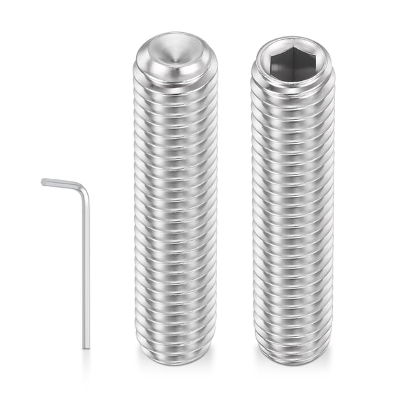 Uxcell 50pcs Cup Point Hex Socket Set Screws - [M8-1.25x35mm] 18-8 Stainless Steel Headless Allen Head Grub Set Screw with Hex Key Wrench for Door Handles, Bathroom Fixture & Towel Rack