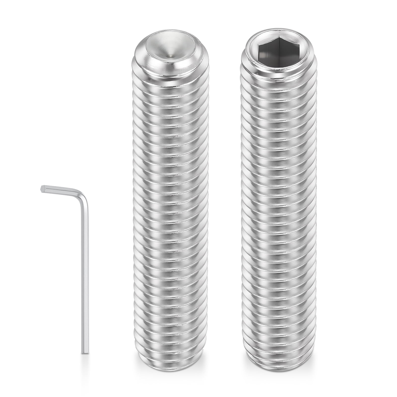Uxcell 50pcs Cup Point Hex Socket Set Screws - [M8-1.25x40mm] 18-8 Stainless Steel Headless Allen Head Grub Set Screw with Hex Key Wrench for Door Handles, Bathroom Fixture & Towel Rack