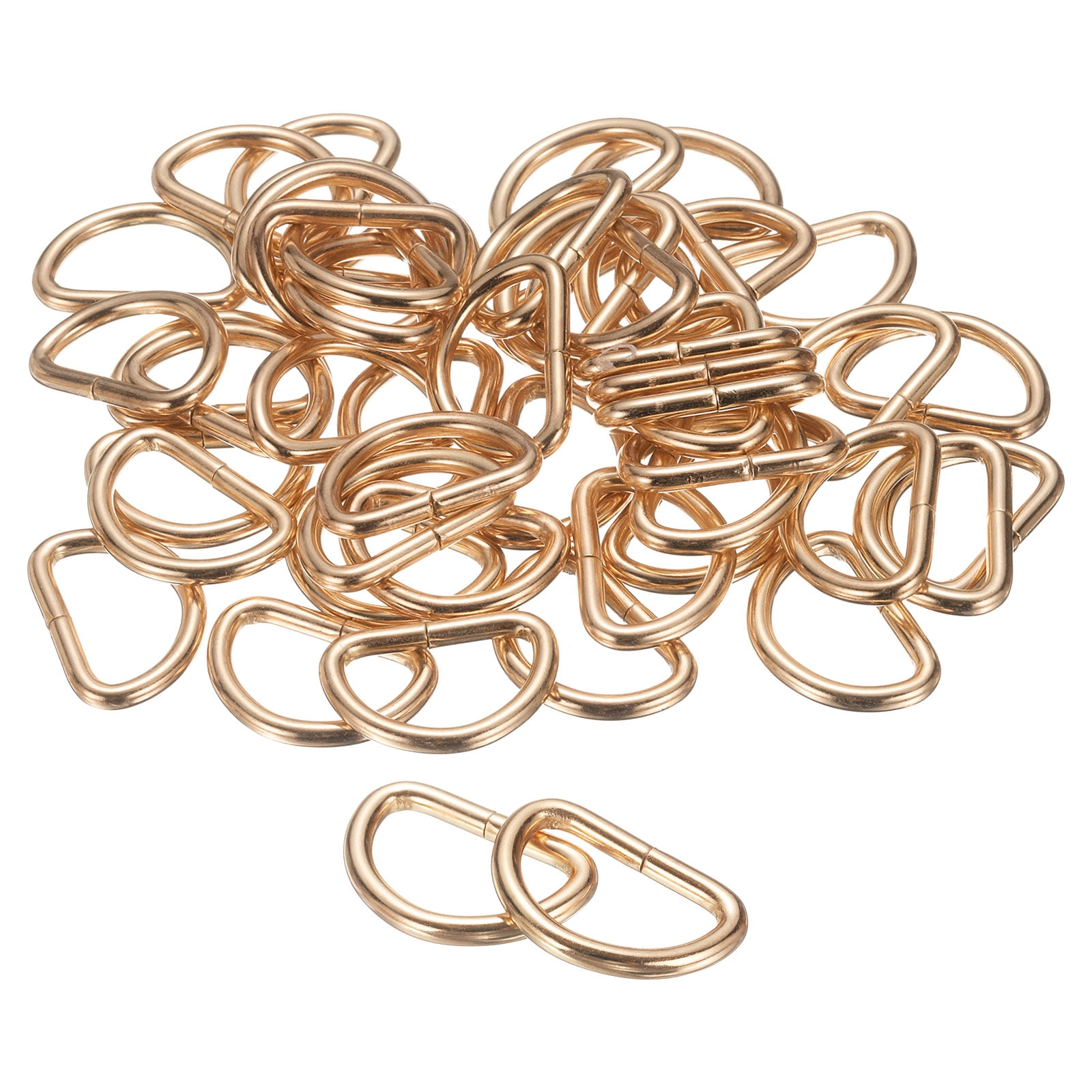 Uxcell 50pcs D Ring 1" (25mm) Metal Electroplate D-Shape Buckle Clips, Gold
