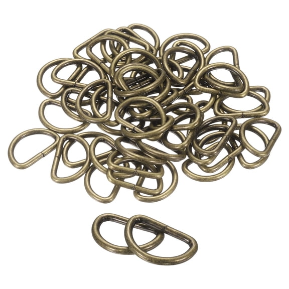 Uxcell 50pcs D Ring 3/4" (20mm) Metal Electroplate D-Shape Buckle Clips, Bronze