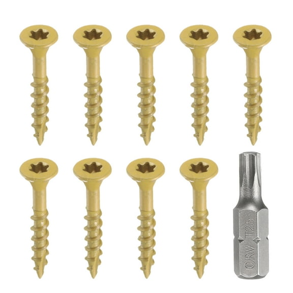 Uxcell 50pcs Deck Screws #8 x 1-1/4" Torx Exterior Wood Screws with T25 Drive Bit