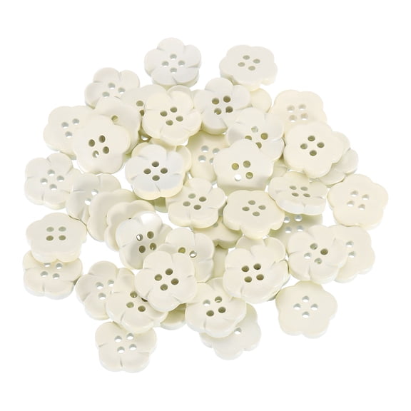 Uxcell 50pcs Flower Buttons 3/4" Resin Sewing Decorative Buttons Cute Flower Shape Buttons for Crafts Beige