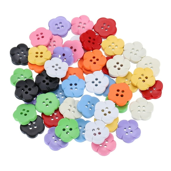 Uxcell 50pcs Flower Buttons 3/4" Resin Sewing Decorative Buttons Cute Flower Shape Buttons for Crafts Colorful