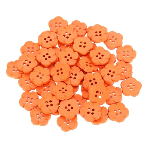 Uxcell 50pcs Flower Buttons 3/4" Resin Sewing Decorative Buttons Cute Flower Shape Buttons for Crafts Orange