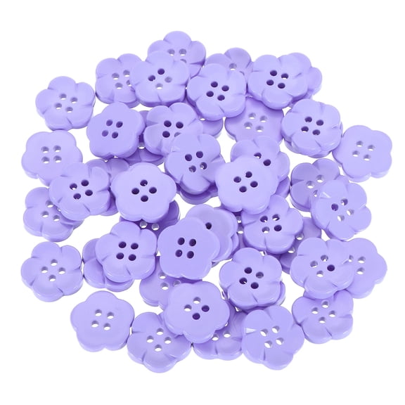 Uxcell 50pcs Flower Buttons 3/4" Resin Sewing Decorative Buttons Cute Flower Shape Buttons for Crafts Purple