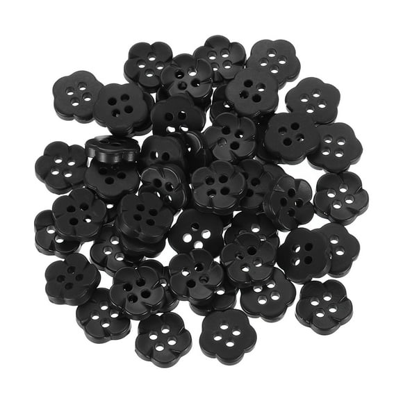Uxcell 50pcs Flower Buttons 7/16" Resin Sewing Decorative Buttons Cute Flower Shape Buttons for Crafts Black