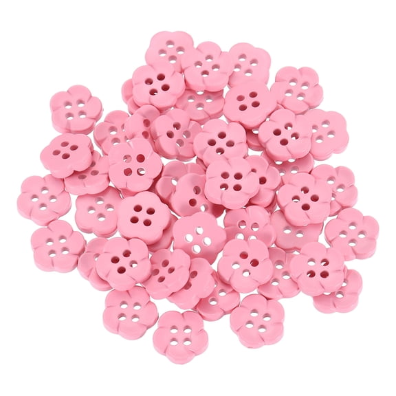 Uxcell 50pcs Flower Buttons 7/16" Resin Sewing Decorative Buttons Cute Flower Shape Buttons for Crafts Pink