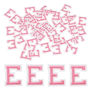 Uxcell 50pcs Iron on Letter Patches, 1.4" Alphabet E Embroidered Fabric Applique Sew on Patches with Ironed Adhesive for Repair Clothes Jackets Dress Socks Jeans Hat DIY Sewing, Pink