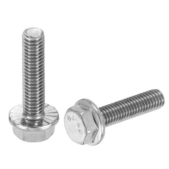 Uxcell 50pcs M6-1.0 x 25mm Flange Hex Head Bolt Fully Thread Metric DIN 6921 Stainless Steel 304 Passivation Treatment Flanged Hexagon Screws, Silver