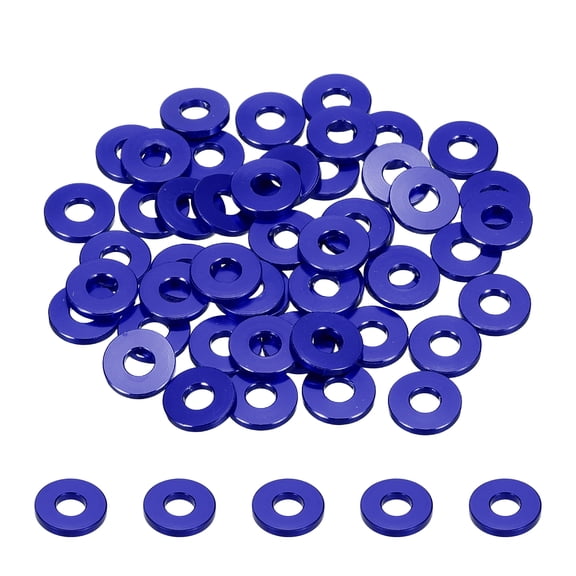 Uxcell 50pcs M4 Flat Washer Aluminum Gasket Anodized Countersunk Washer,Hole Dia 4mm/0.16"  Round Washers for Screw RC/FPV/PC/Drone/Mechanical Accessories Model Parts,(Navy Blue)