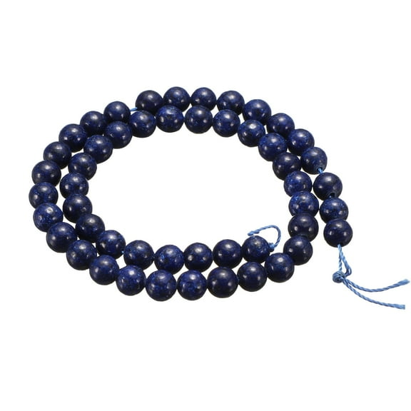 Uxcell 50pcs Natural Stone Beads 6mm Lapis Lazuli Blue Round Gemstone Stone Loose Beading Real Genuine Smooth Balls Bead for Jewelry Making Bracelets Necklace Earrings DIY