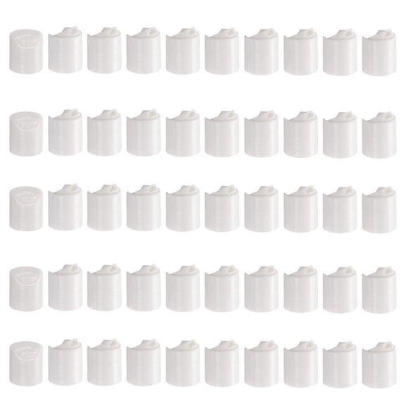 Uxcell 50pcs PP Plastic Disc Top Caps, 20/410 Replacement Press Caps Durable Dispensing Lids for Squeeze Bottles, Refillable Bottles, Plastic, Empty, Shampoo Bottles, White