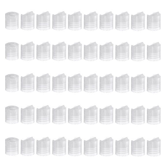 Uxcell 50pcs PP Plastic Disc Top Caps, 20/410 Replacement Press Caps Durable Dispensing Lids for Squeeze Bottles, Refillable Bottles, Plastic, Empty, Shampoo Bottles, Clear