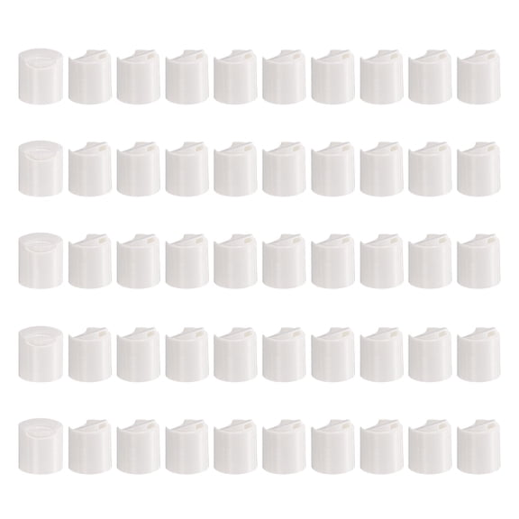 Uxcell 50pcs PP Plastic Disc Top Caps, 24/410 Replacement Press Caps Durable Dispensing Lids for Squeeze Bottles, Refillable Bottles, Plastic, Empty, Shampoo Bottles, White