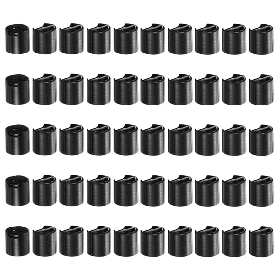 Uxcell 50pcs PP Plastic Disc Top Caps, 28/410 Replacement Press Caps Durable Dispensing Lids for Squeeze Bottles, Refillable Bottles, Plastic, Empty, Shampoo Bottles, Black