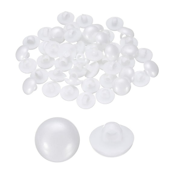 Uxcell 50pcs Plastic Buttons 0.47" Mushroom Domed Sewing Button with Shank, White