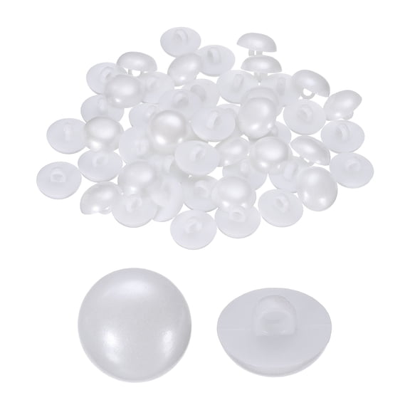 Uxcell 50pcs Plastic Buttons 0.59" Mushroom Domed Sewing Button with Shank, White