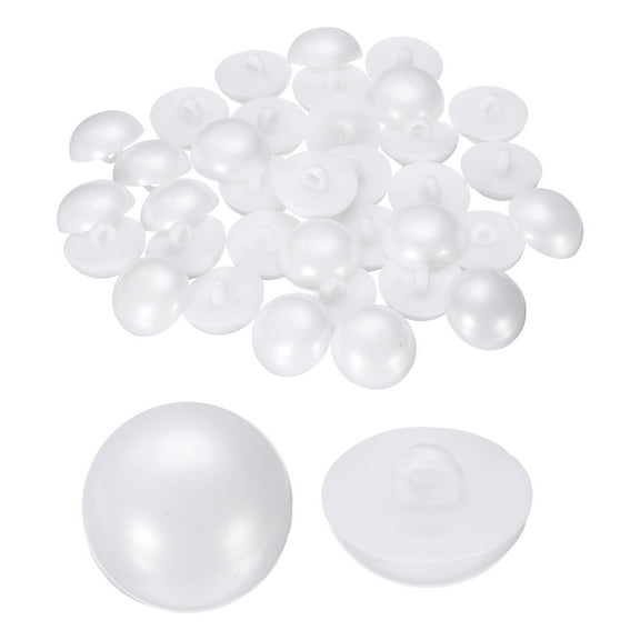 Uxcell 50pcs Plastic Buttons 0.79" Mushroom Domed Sewing Button with Shank, White