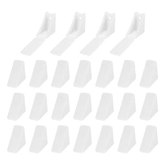Uxcell 50pcs Plastic Corner Braces 22 x 40 x 40mm L-Shape 90 Degree Right Angle Brackets Corner Braces with Cover for Furniture Support Chairs Wood Shelf Cabinets Box, White