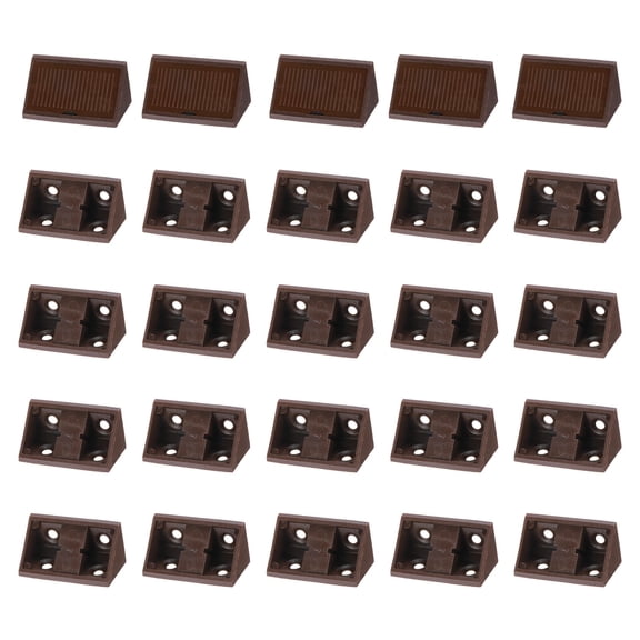 Uxcell 50pcs Plastic Corner Braces 42 x 20 x 20mm L-Shape 90 Degree Right Angle Brackets Corner Braces with Cover for Furniture Support Chairs Wood Shelf Cabinets Box, Dark Brown