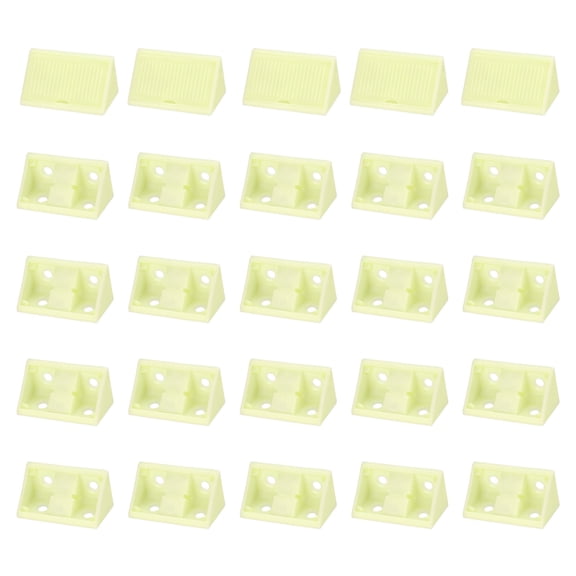 Uxcell 50pcs Plastic Corner Braces 42 x 20 x 20mm L-Shape 90 Degree Right Angle Brackets Corner Braces with Cover for Furniture Support Chairs Wood Shelf Cabinets Box, Beige