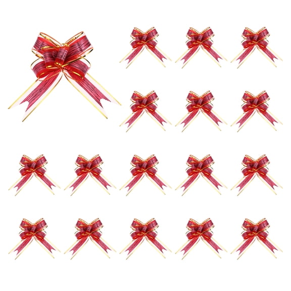 Uxcell 50pcs Pull Bows 5.9 Inches Wide Ribbon Gift Bow for Gift Wrapping Birthday Baskets Decoration Wine Red