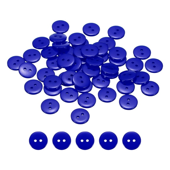 Uxcell 50pcs Resin Sewing Button, 12.5mm (1/2-inch) 2 Holes Round Craft Decorative Buttons for Coat Clothes Holiday Decoration, Dark Blue