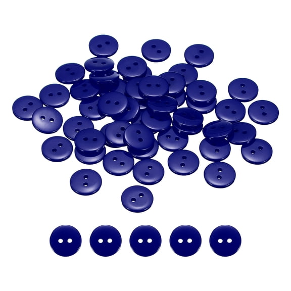 Uxcell 50pcs Resin Sewing Button, 12.5mm (1/2-inch) 2 Holes Round Craft Decorative Buttons for Coat Clothes Holiday Decoration, Dark Blue