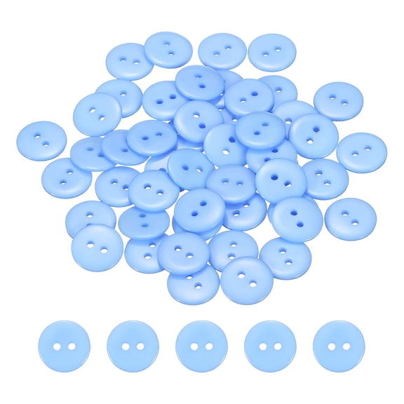 Uxcell 50pcs Resin Sewing Button, 15mm (5/8-inch) 2 Holes Round Craft Decorative Buttons for Coat Clothes Holiday Decoration, Blue