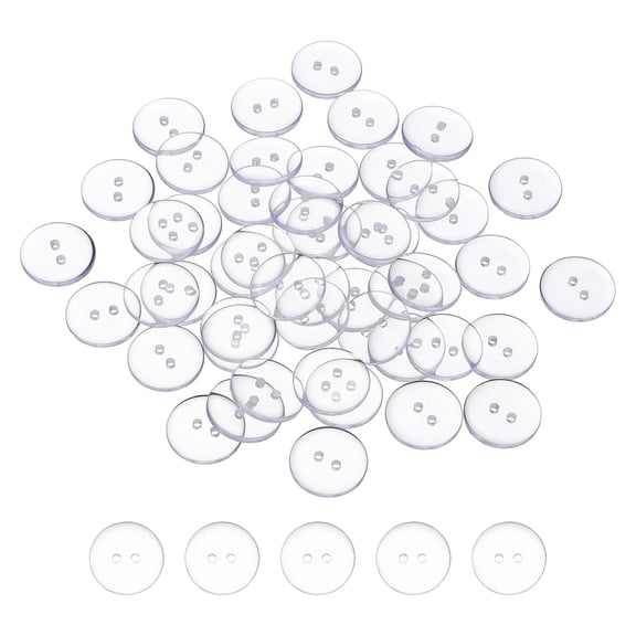 Uxcell 50pcs Resin Sewing Button, 20mm (3/4-inch) 2 Holes Round Craft Decorative Buttons for Coat Clothes Holiday Decoration, Clear