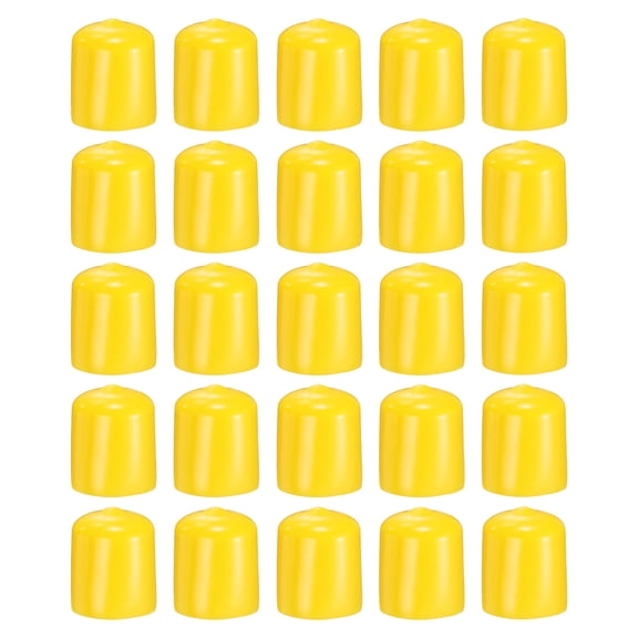 Uxcell 50pcs Round Rubber End Caps 19mm ID Bolt Covers Caps Vinyl Rubber Flexible Screw Thread Protectors for Metal Tube Rod Bolts, Yellow