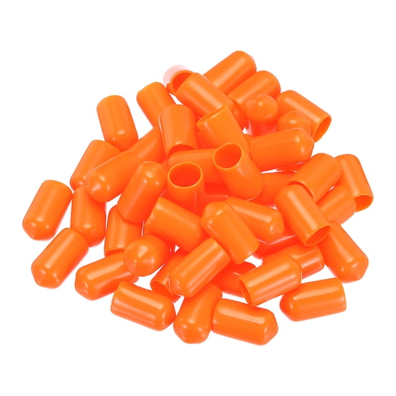 Uxcell Screw Thread Protectors End Caps Vinyl 50 Pcs 9.5mm Orange