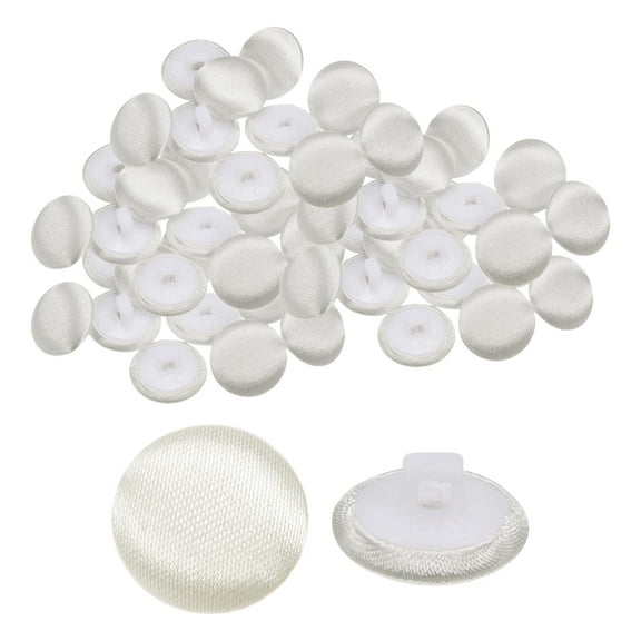 Uxcell 50pcs Satin Buttons 0.5" Smooth Satin Covered Round Buttons with Shank for Bridal Wedding Dress, Yellow