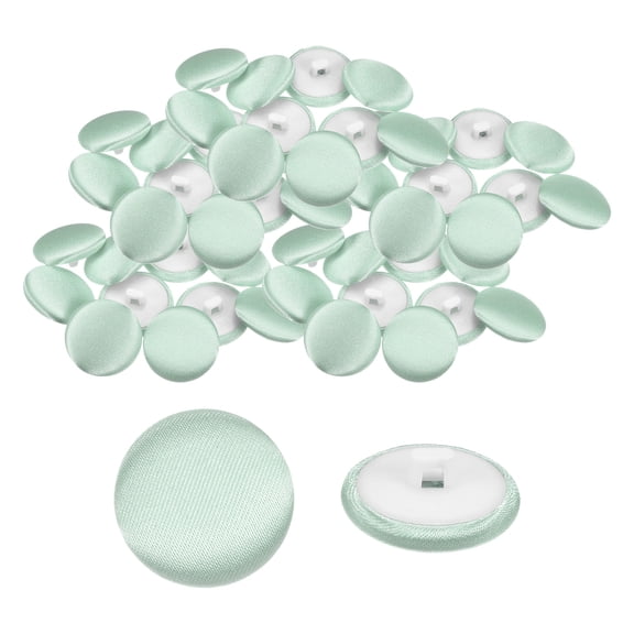 Uxcell 50pcs Satin Buttons 0.8" Smooth Satin Covered Round Buttons with Shank for Bridal Wedding Dress, Light Green