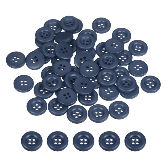 Uxcell 50pcs Sewing Button 18mm 4 Holes Resin Round Crafting Buttons, Light Blue