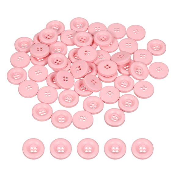 Uxcell 50pcs Sewing Button 18mm 4 Holes Resin Round Crafting Buttons, Pink