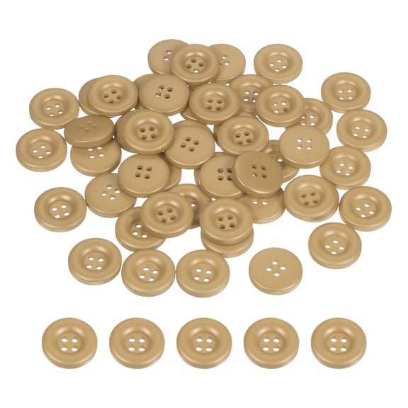 Uxcell 50pcs Sewing Button 20mm 4 Holes Resin Round Crafting Buttons, Brown