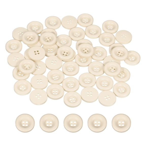 Uxcell 50pcs Sewing Button 20mm 4 Holes Resin Round Crafting Buttons, Coffee