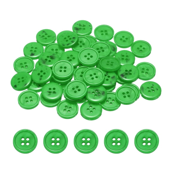 Uxcell 50pcs Sewing Button 20mm 4 Holes Resin Round Crafting Buttons, Grass Green