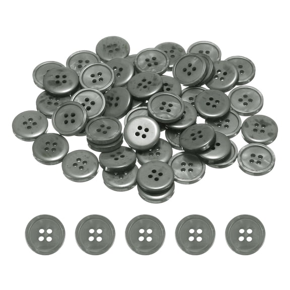 Uxcell 50pcs Sewing Button 20mm 4 Holes Resin Round Crafting Buttons, Gray