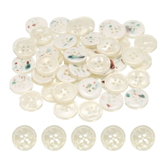 Uxcell 50pcs Sewing Button 20mm 4 Holes Resin Round Crafting Buttons, White