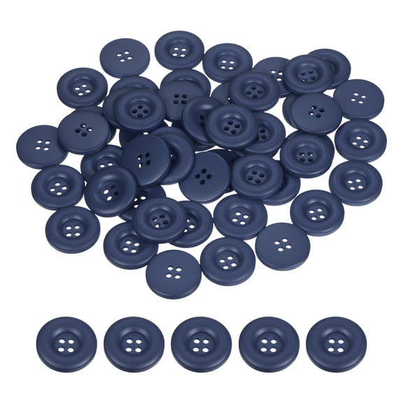Uxcell 50pcs Sewing Button 25mm 4 Holes Resin Round Crafting Buttons, Light Blue