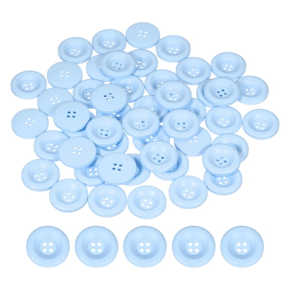Uxcell 50pcs Sewing Button 28mm 4 Holes Resin Round Crafting Buttons, Blue