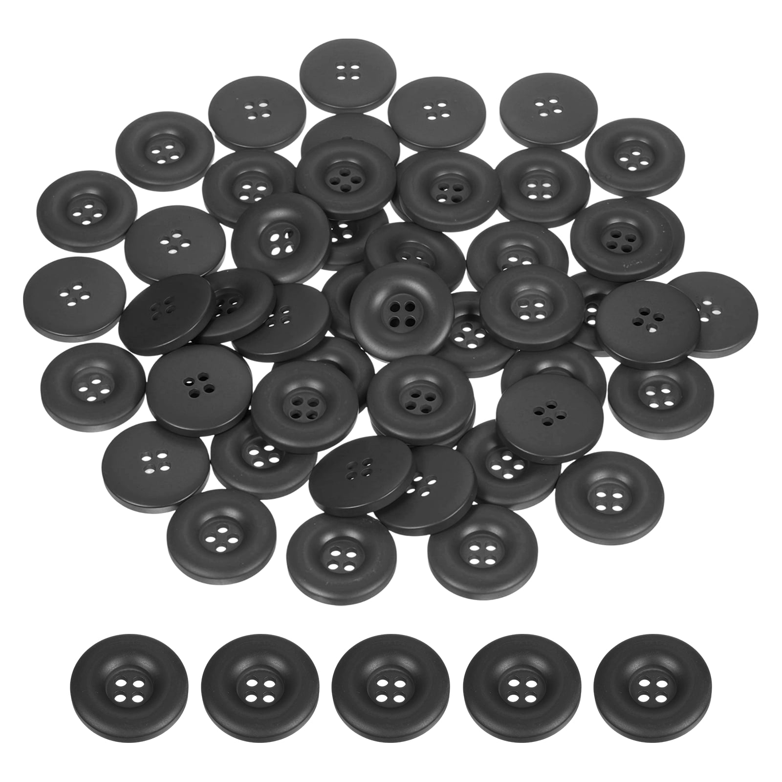 Uxcell 50pcs Sewing Button 30mm 4 Holes Resin Round Crafting Buttons, Black