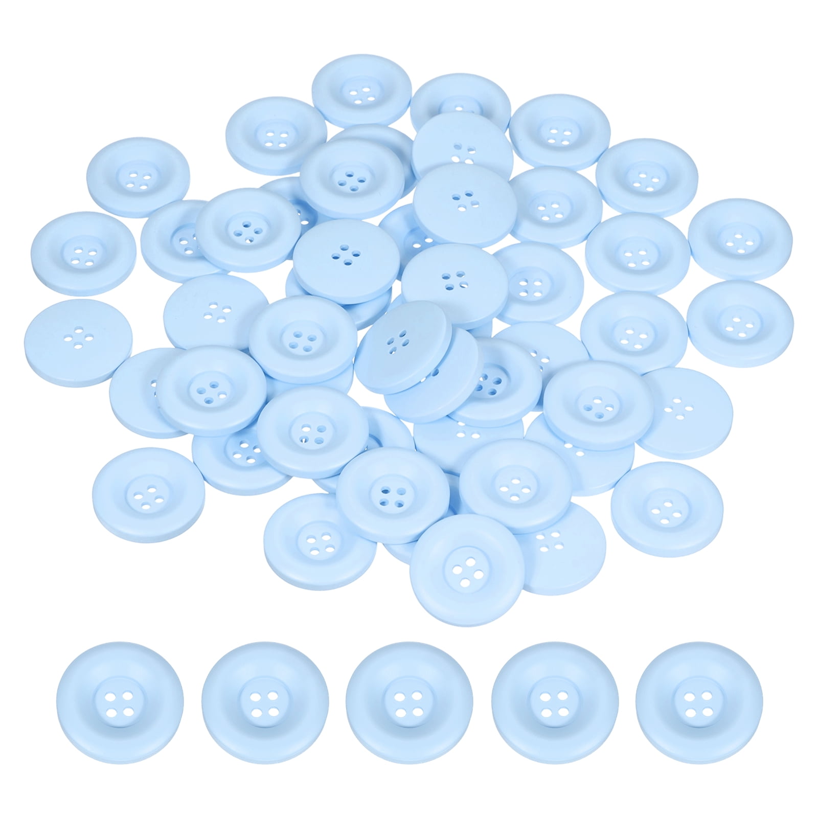 Uxcell 50pcs Sewing Button 30mm 4 Holes Resin Round Crafting Buttons, Blue