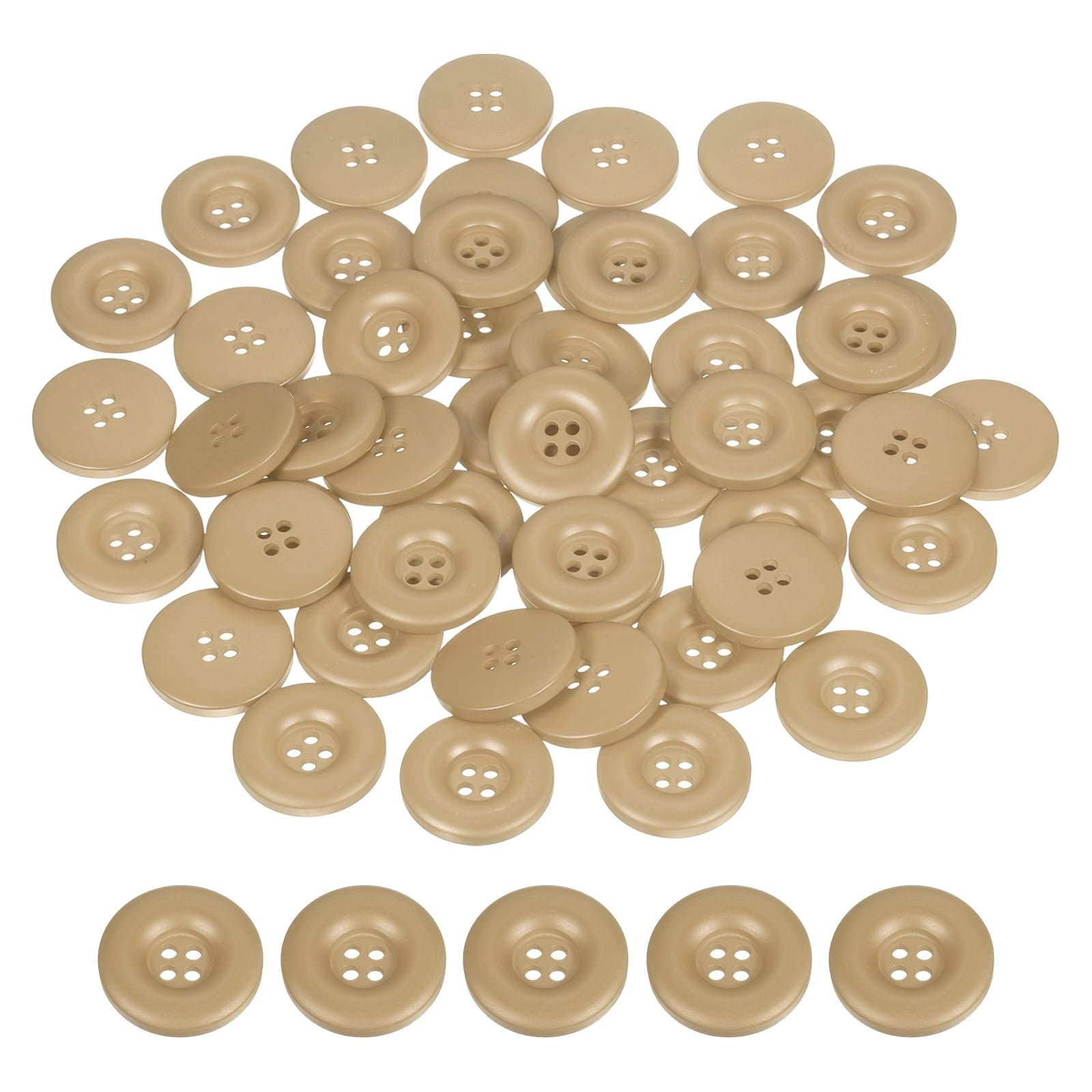 Uxcell 50pcs Sewing Button 30mm 4 Holes Resin Round Crafting Buttons, Brown